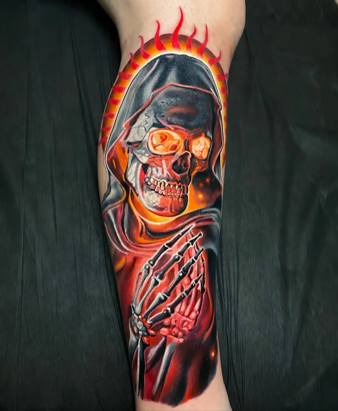 Color realism gorilla screaming forearm tattoo by Austin tattoo artist Bobby Cupparo